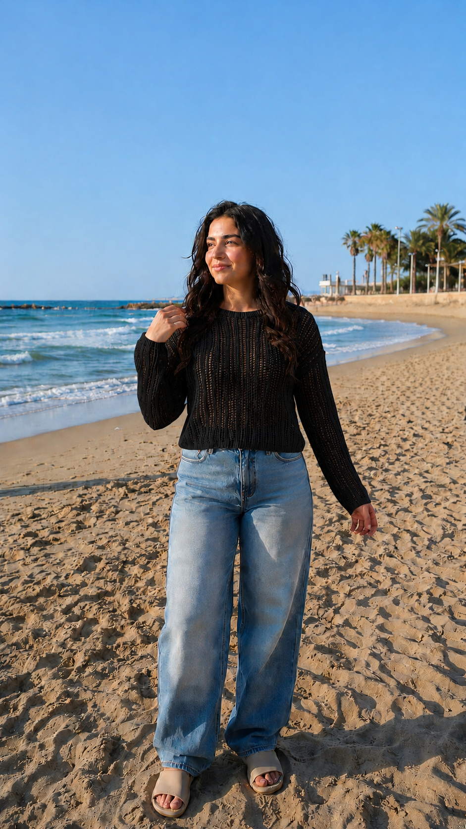 Black Summer Crochet Sweater
