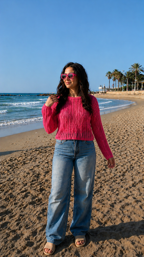 Barbie Pink Summer Crochet Sweater