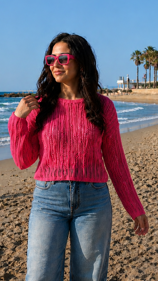 Barbie Pink Summer Crochet Sweater