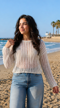 Grey Summer Crochet Sweater
