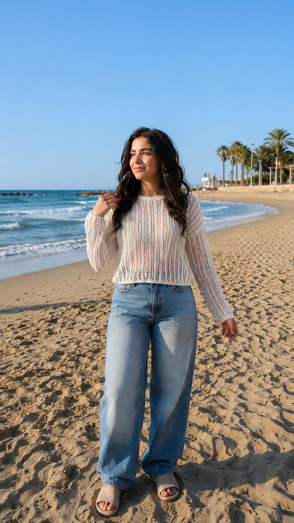 Grey Summer Crochet Sweater
